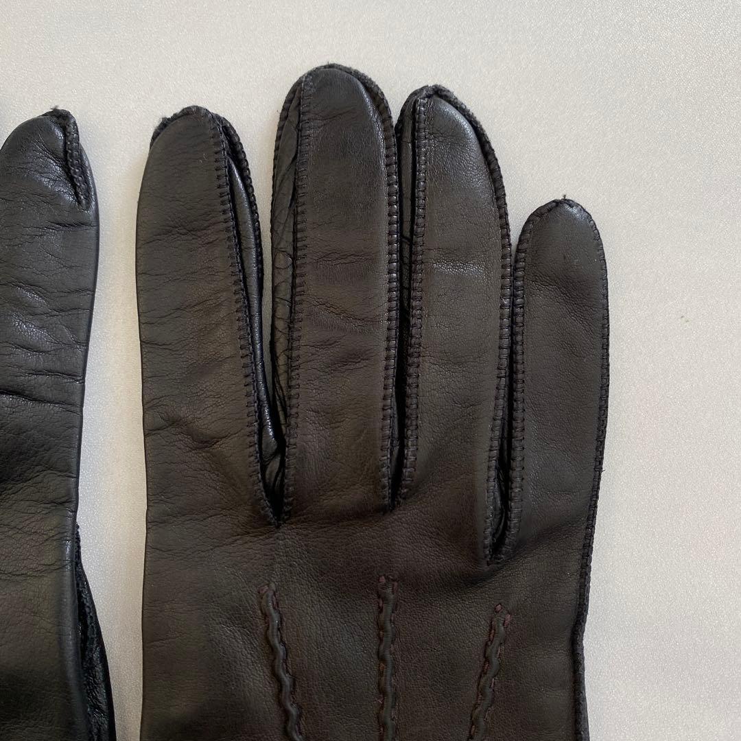 美品　プラダ　レザーロンググローブ　ブラック　黒革手袋　サイズ6ハーフ