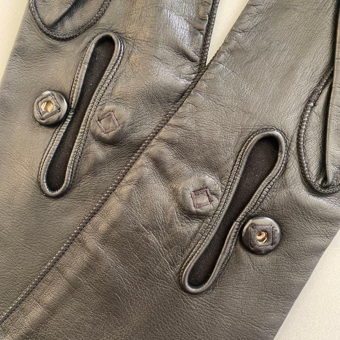 美品　プラダ　レザーロンググローブ　ブラック　黒革手袋　サイズ6ハーフ