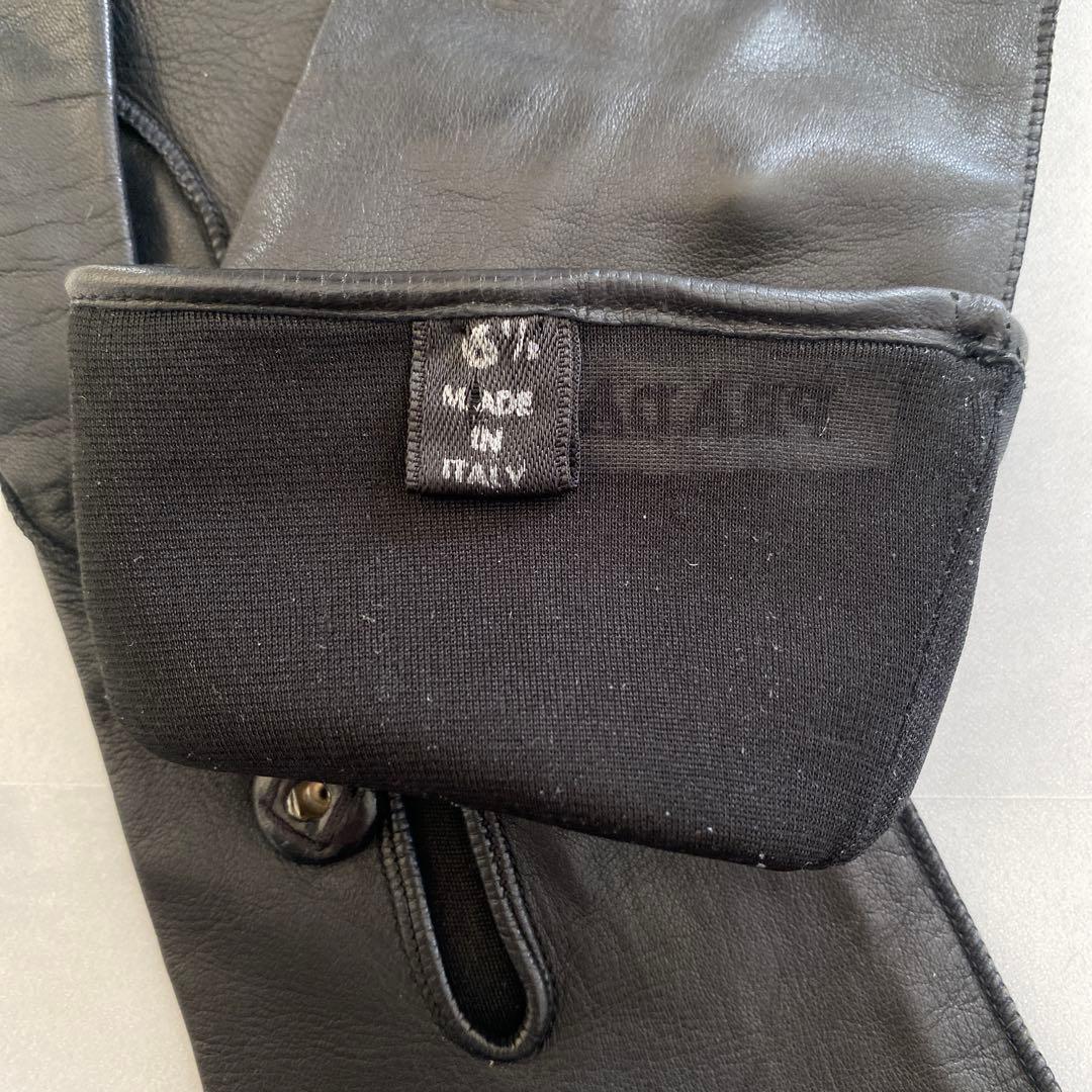 美品　プラダ　レザーロンググローブ　ブラック　黒革手袋　サイズ6ハーフ