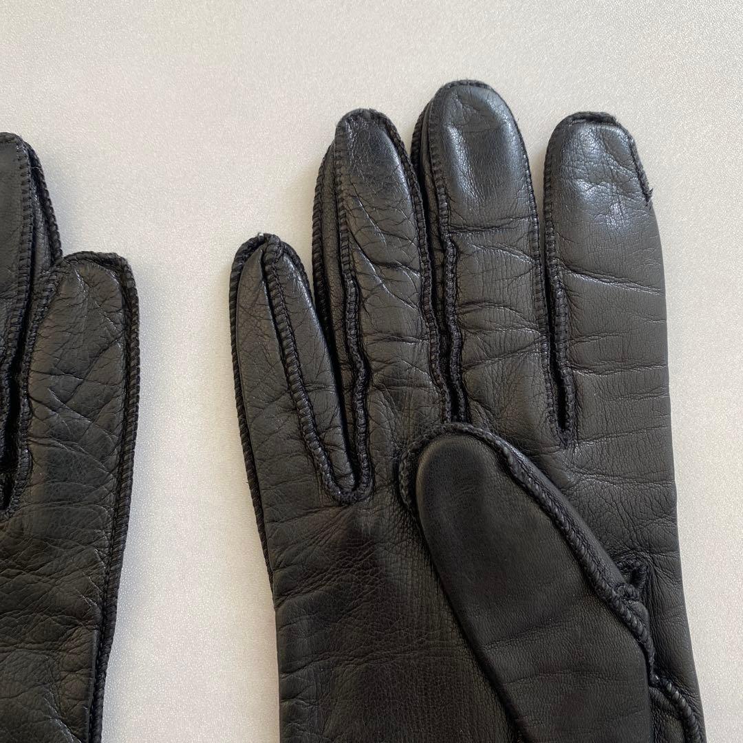 美品　プラダ　レザーロンググローブ　ブラック　黒革手袋　サイズ6ハーフ