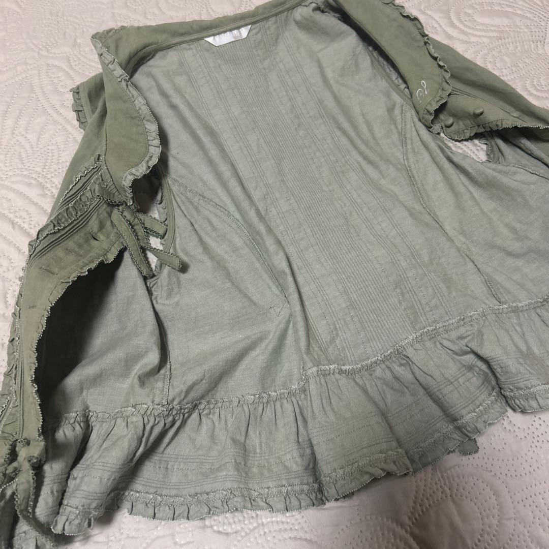 ピンクハウス　オリーブグリーン フリル ベスト