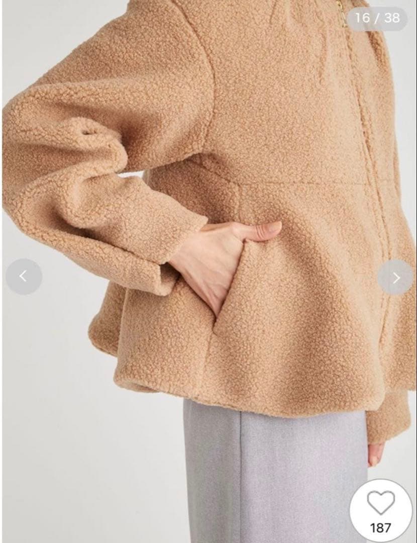 m*i様 【極美品】セルフォード ボアペプラムジャケット38 キャメル