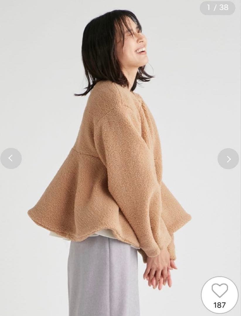 m*i様 【極美品】セルフォード ボアペプラムジャケット38 キャメル