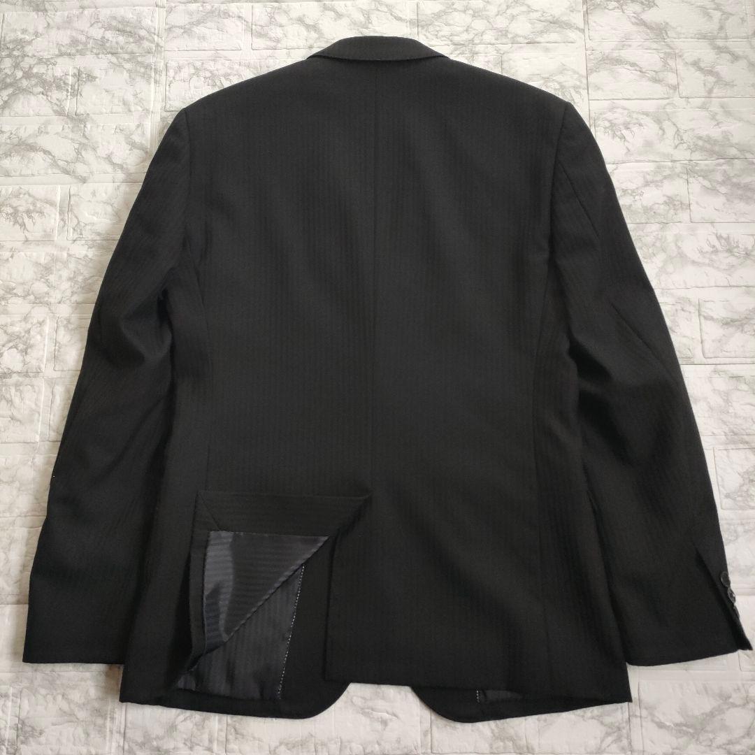 male&co.　3ピース　セットアップスーツ　ストレッチ　ストライプ　黒　M