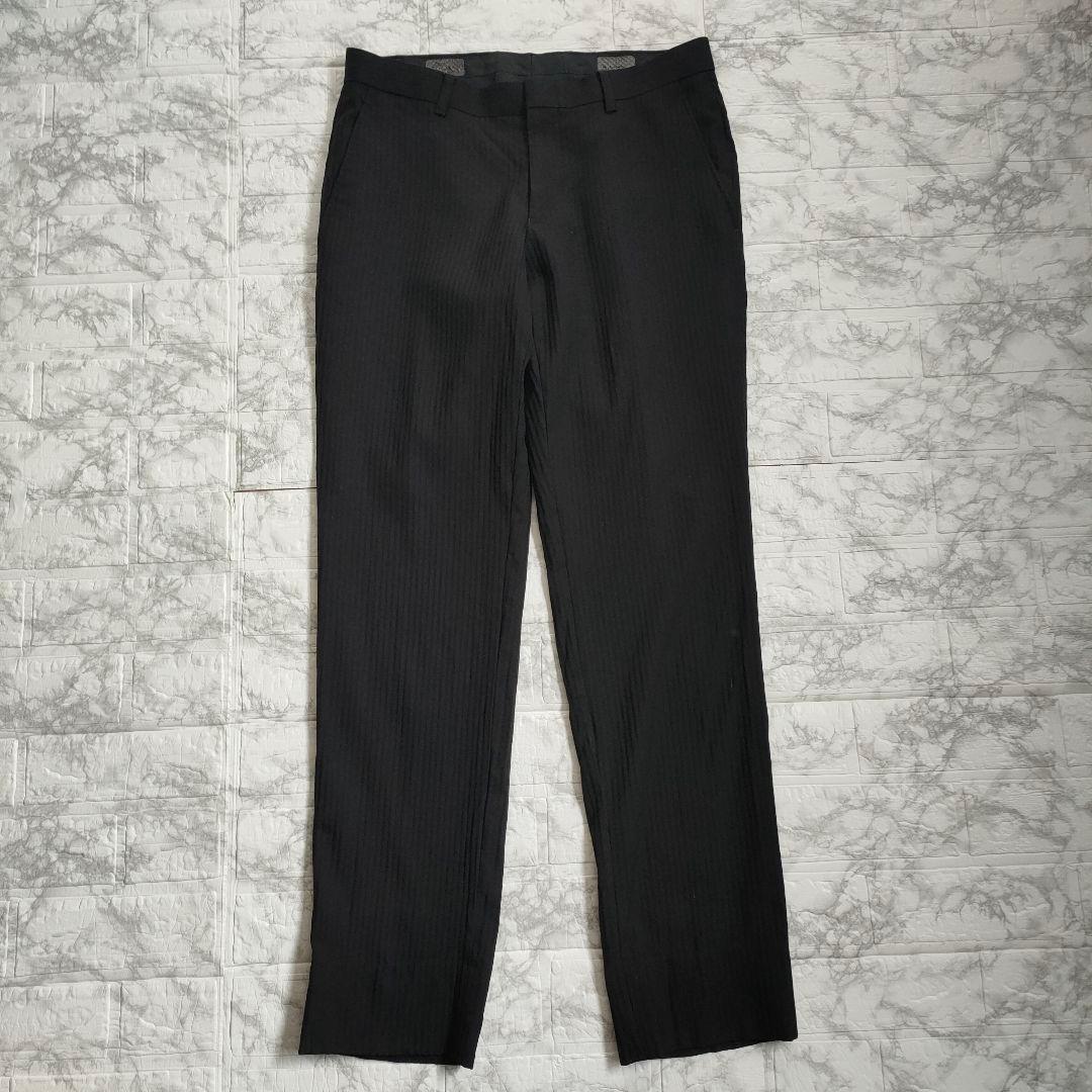 male&co.　3ピース　セットアップスーツ　ストレッチ　ストライプ　黒　M