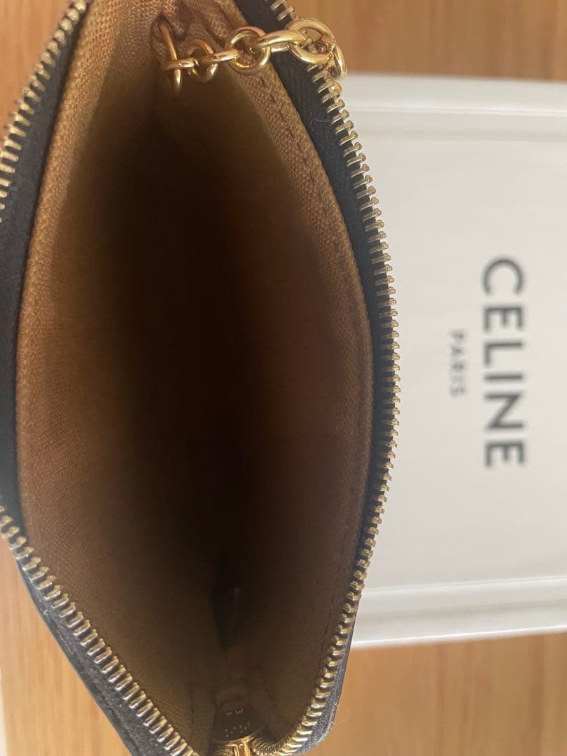 【美品】セリーヌ トリオンフキャンバス ケース キュイル ロゴ ブラウン