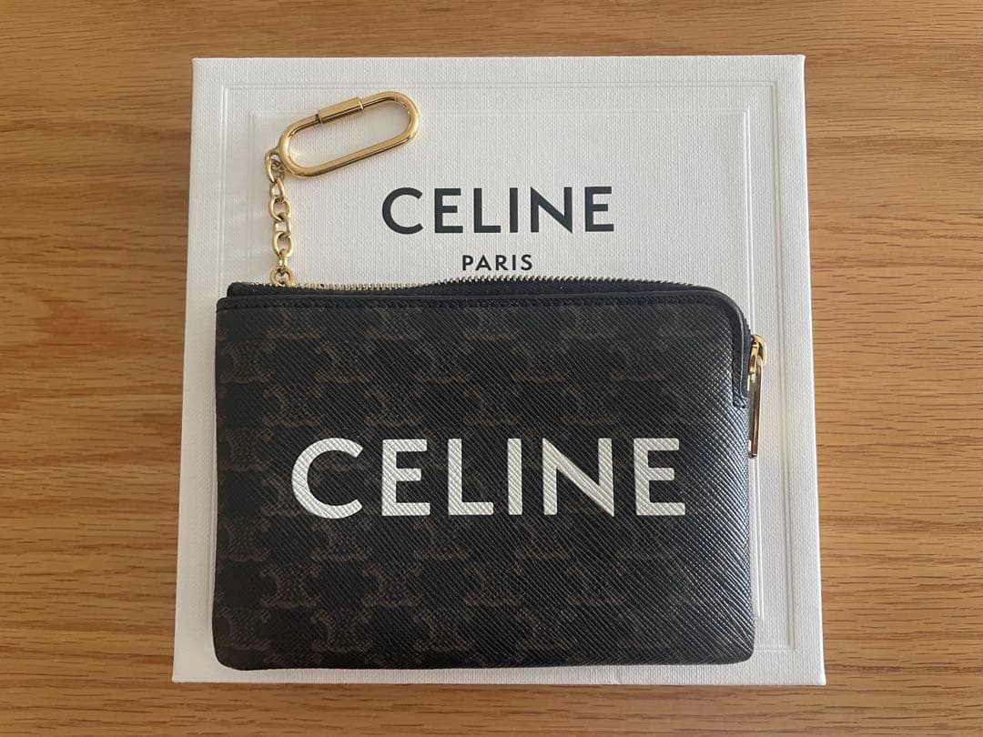 【美品】セリーヌ トリオンフキャンバス ケース キュイル ロゴ ブラウン