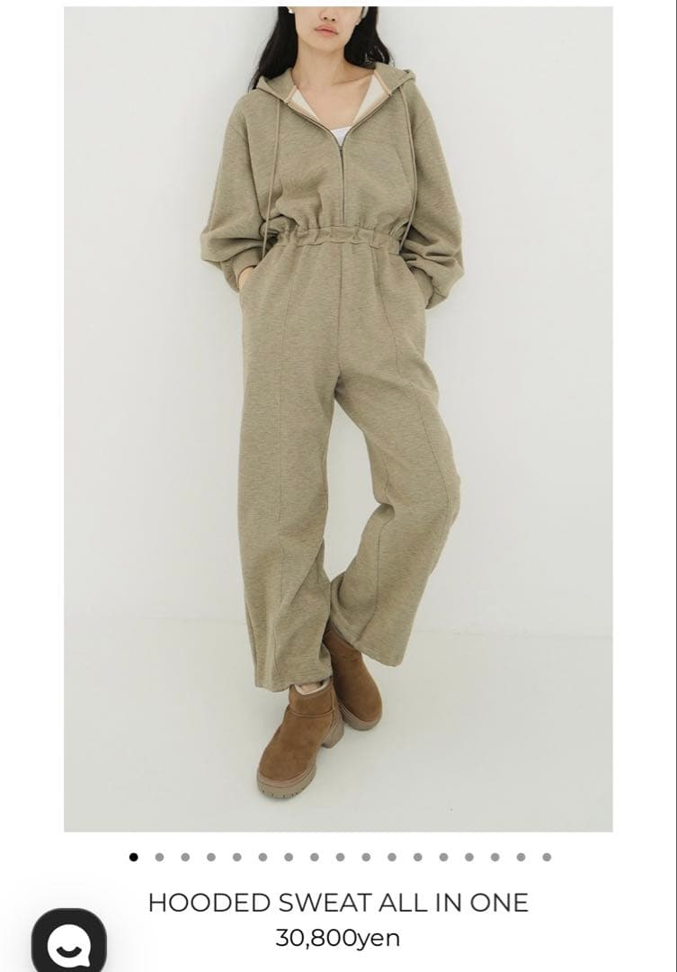 サロペット・オーバーオール・オールインワン clane HOODED SWEAT ALL IN ONE