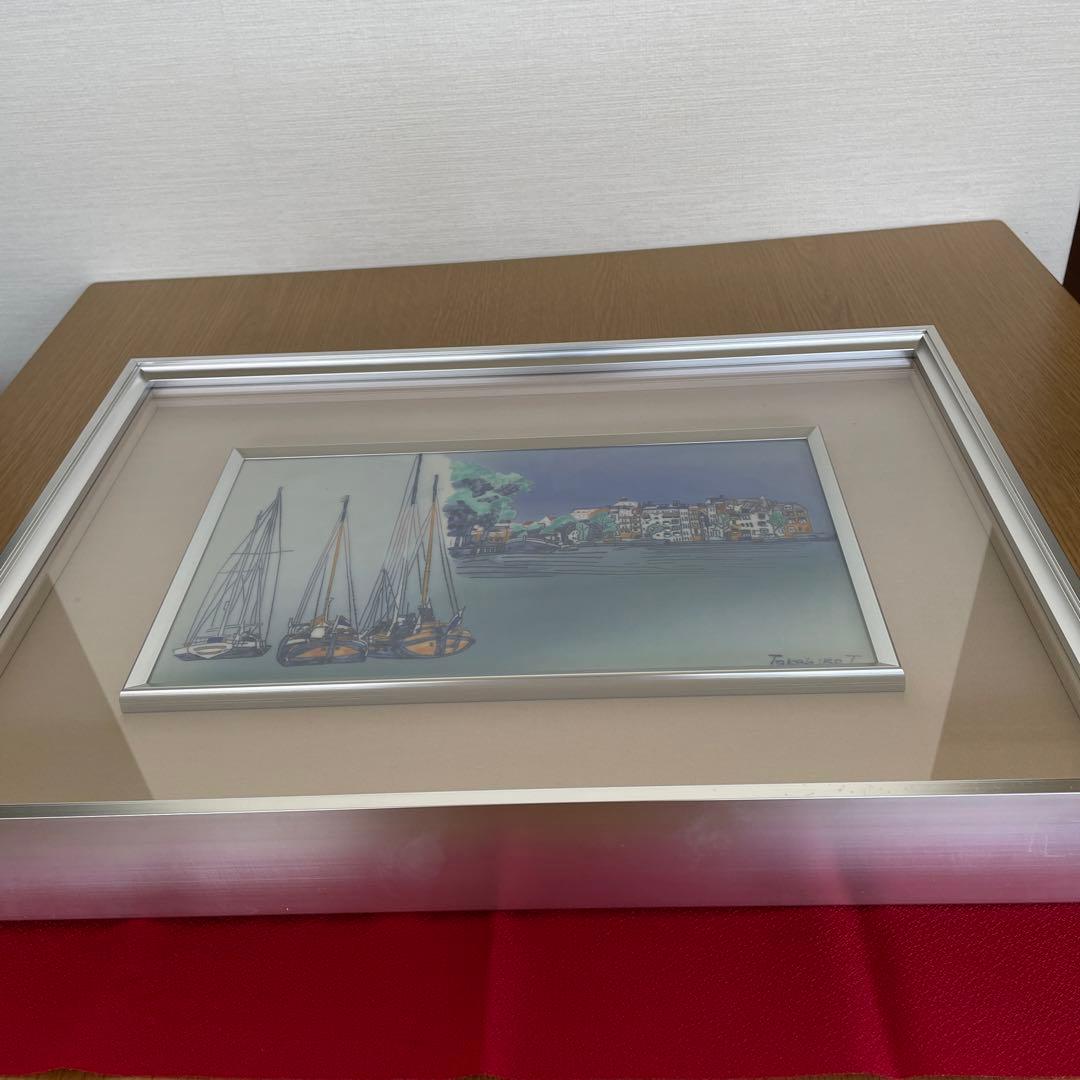 有田焼　聡窯　辻 毅彦　陶額　「河口眺望－アムステルダム－」