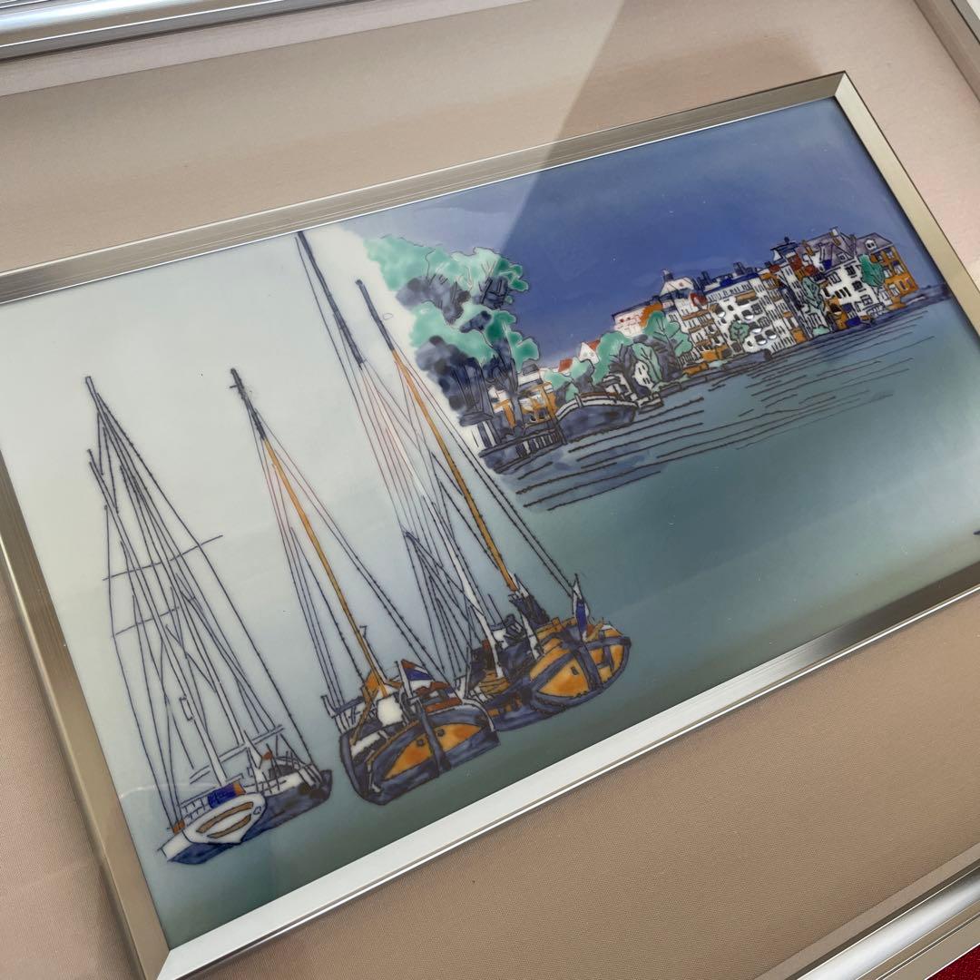 有田焼　聡窯　辻 毅彦　陶額　「河口眺望－アムステルダム－」