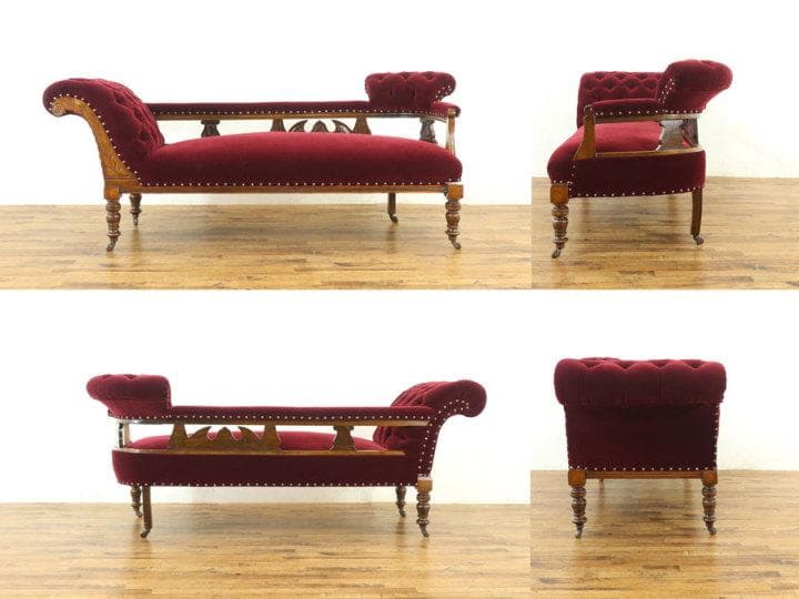 イギリス 1910年頃 シェーズロング アンティーク 張替済 長椅子