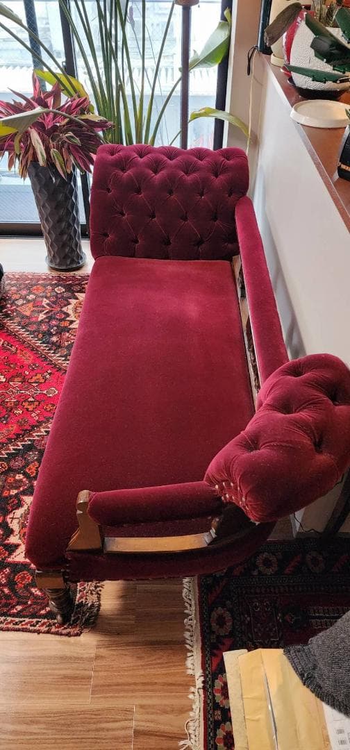 イギリス 1910年頃 シェーズロング アンティーク 張替済 長椅子