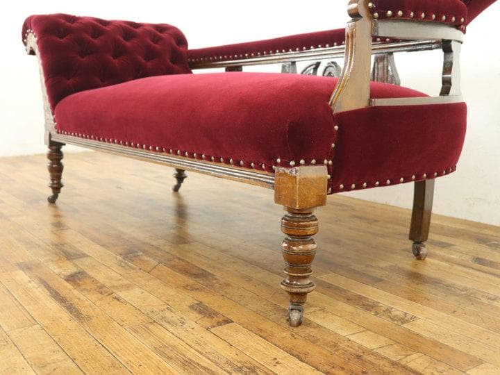 イギリス 1910年頃 シェーズロング アンティーク 張替済 長椅子