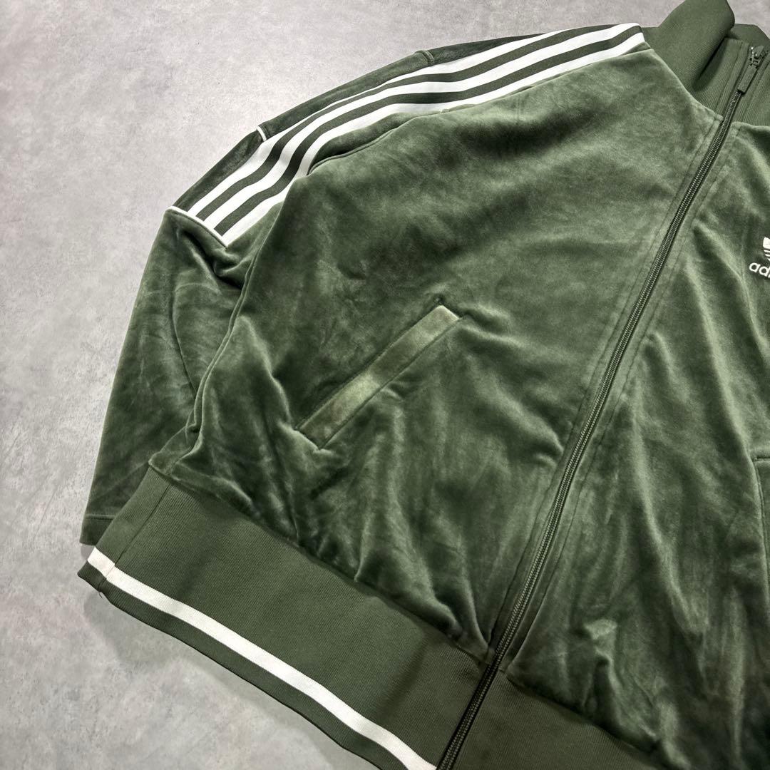 adidas トラックジャケット ジャージ ベロア グリーン レディース L
