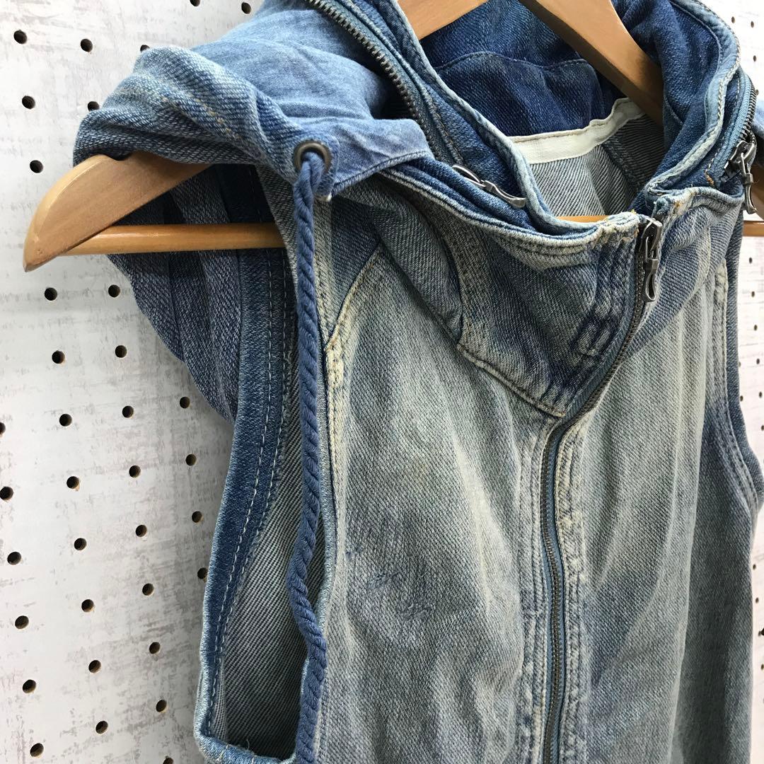 平成 アーカイブ 古着 GOA リペア加工 ボリュームネック デニムベスト
