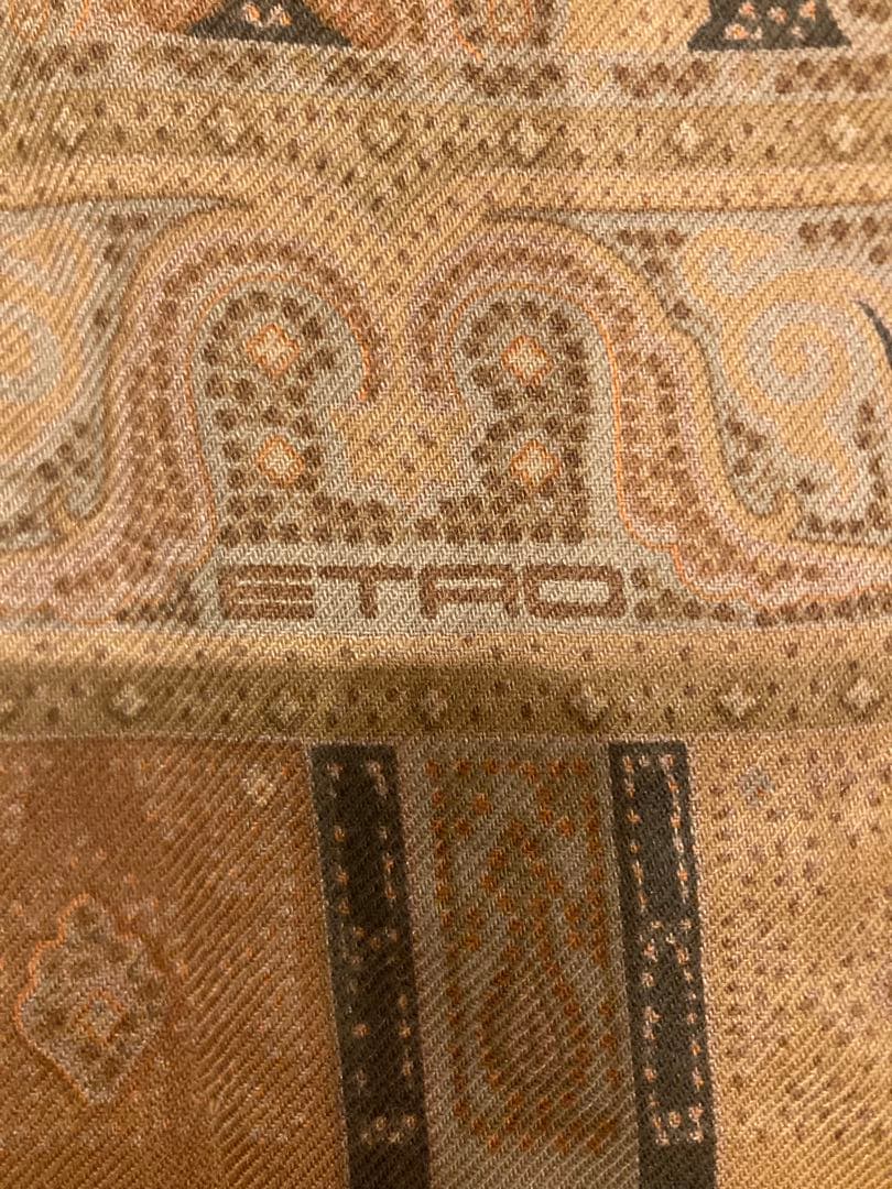 エトロ　大判　ウールシルクストール　ペイズリー柄