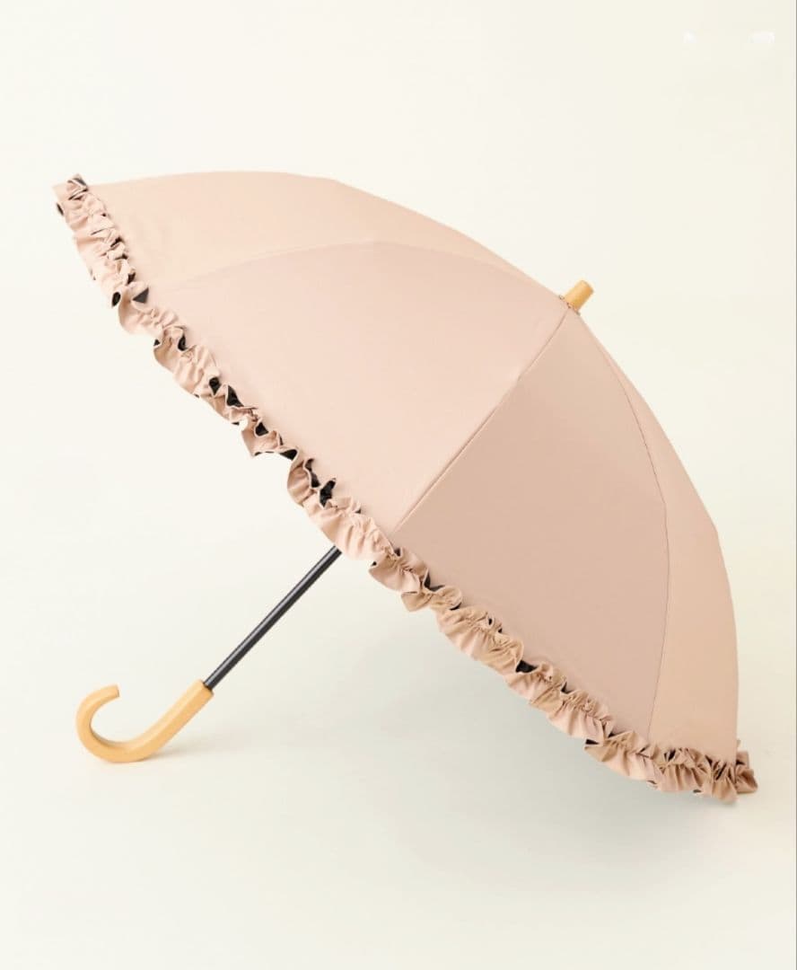 も*か様 ★【美品】サンバリア100 日傘 2段折 フリル ピンク