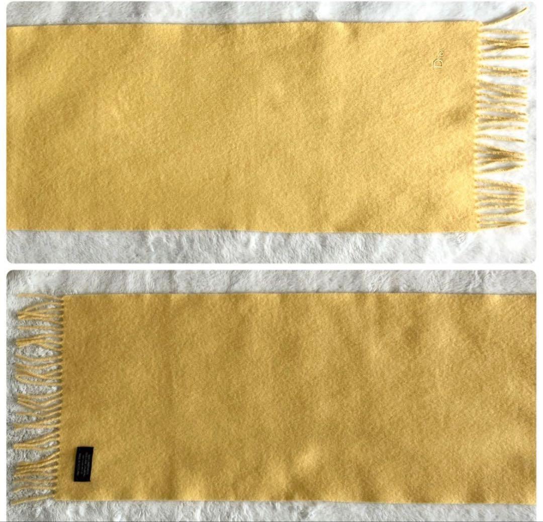 ⭐️クリスチャンディオール ウール100% ロゴ刺繍 マフラー ✨クリームイエロー