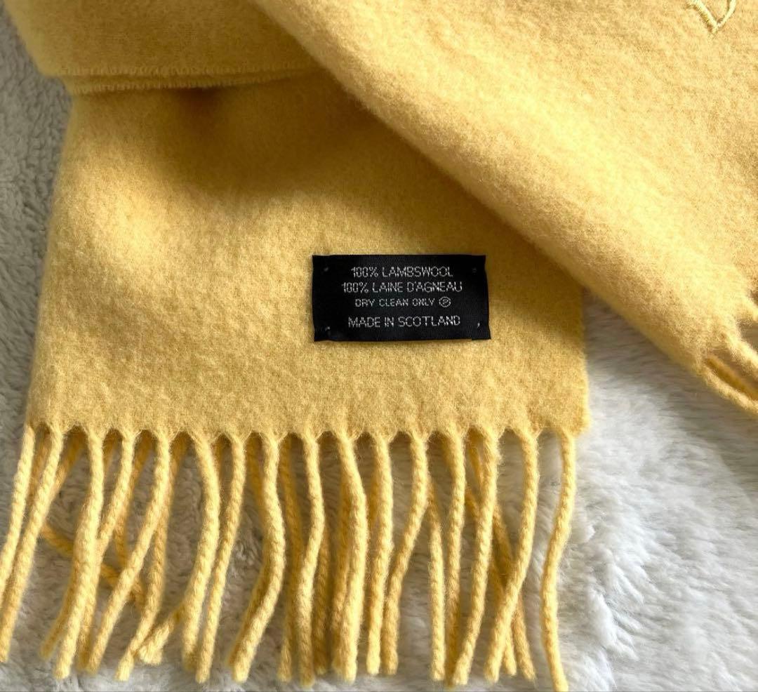 ⭐️クリスチャンディオール ウール100% ロゴ刺繍 マフラー ✨クリームイエロー