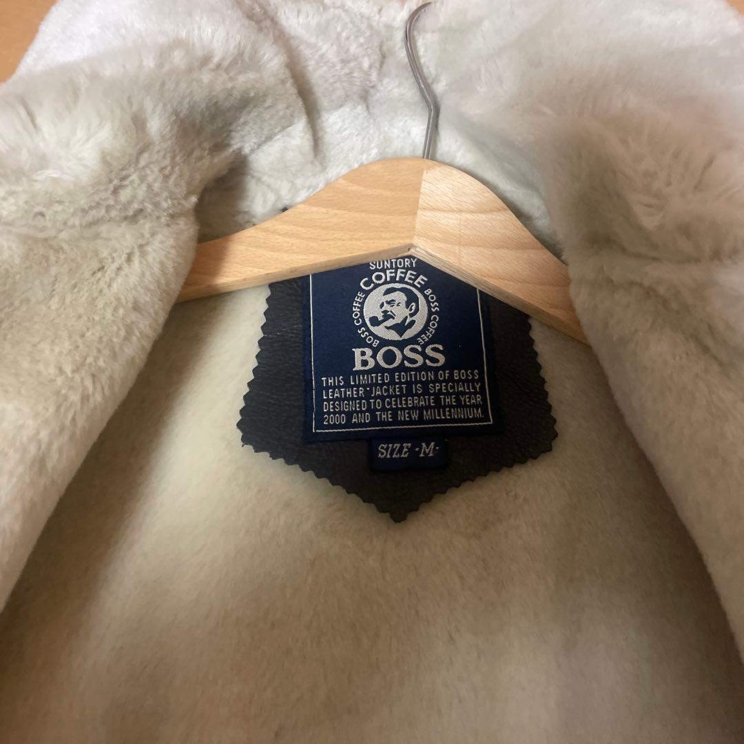 お値下げ！ボス ロゴ刺繍 レザージャケット革ジャンボスジャン