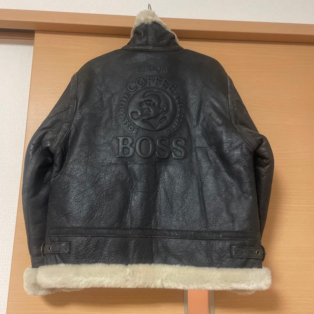 お値下げ！ボス ロゴ刺繍 レザージャケット革ジャンボスジャン