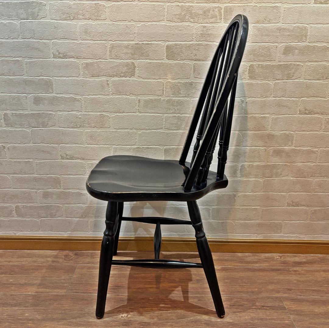 秋田木工 アンティーク レトロ ブラック スピンドルバック ウィンザーチェア④