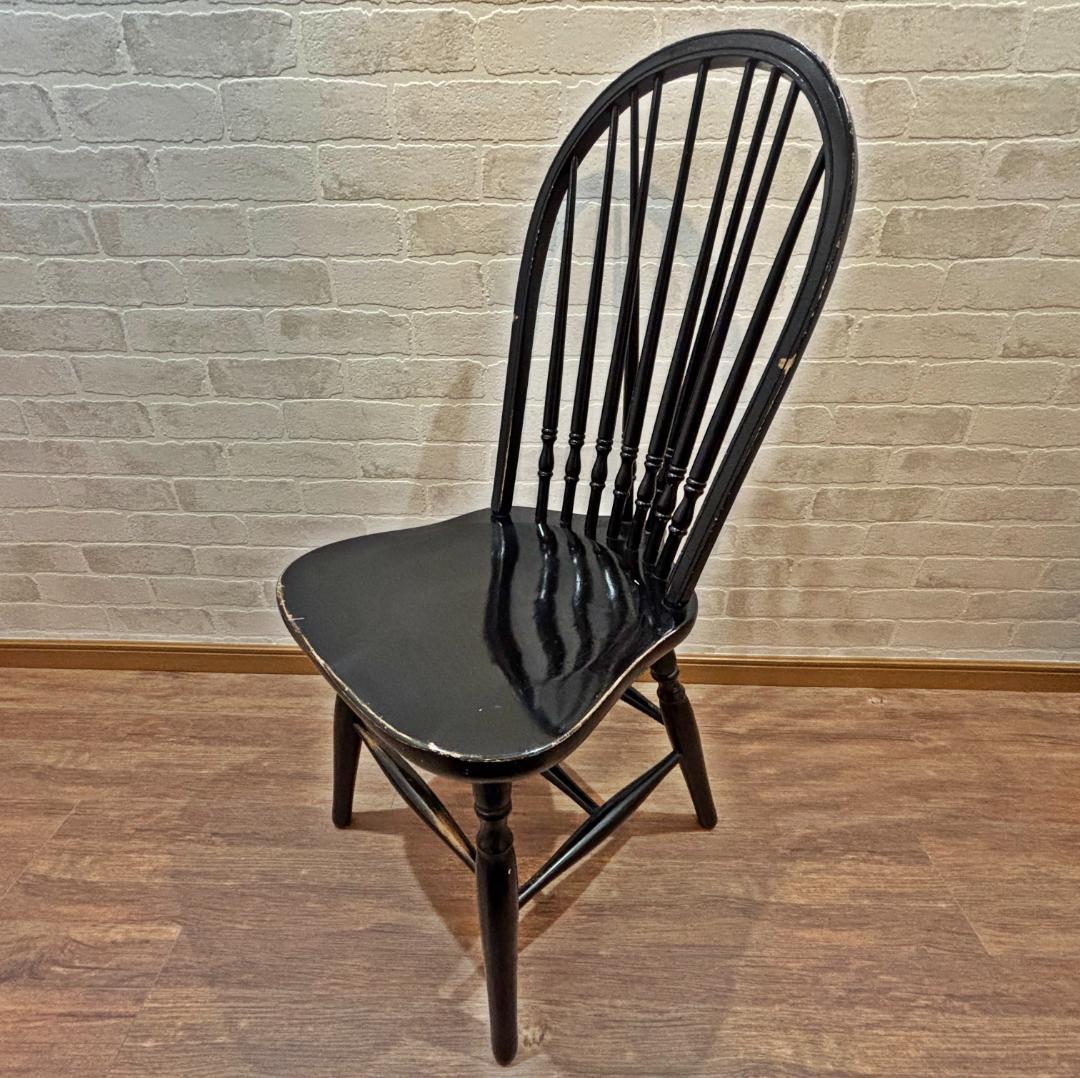 秋田木工 アンティーク レトロ ブラック スピンドルバック ウィンザーチェア④