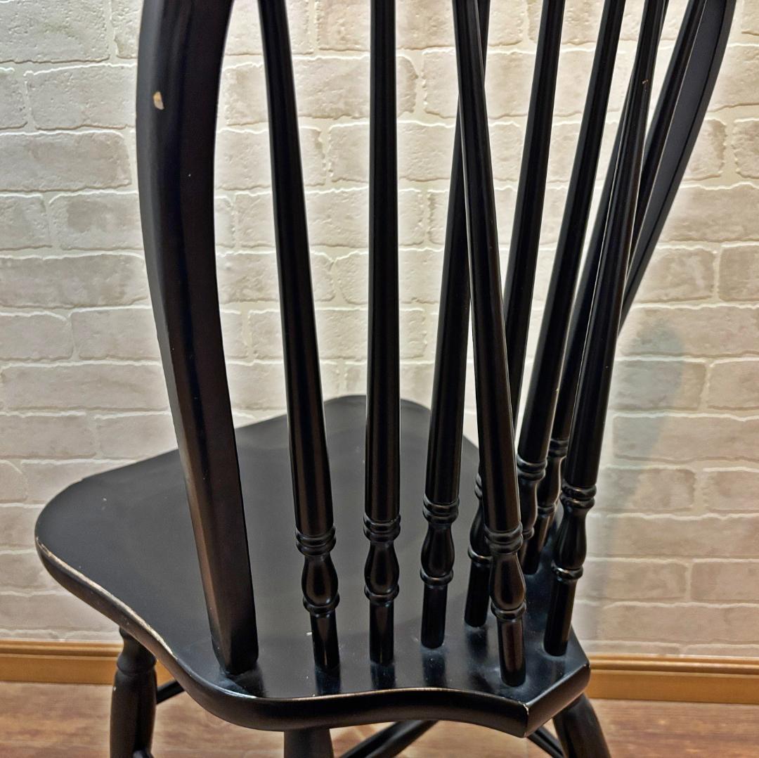 秋田木工 アンティーク レトロ ブラック スピンドルバック ウィンザーチェア④