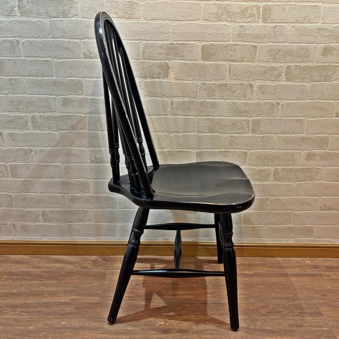 秋田木工 アンティーク レトロ ブラック スピンドルバック ウィンザーチェア④