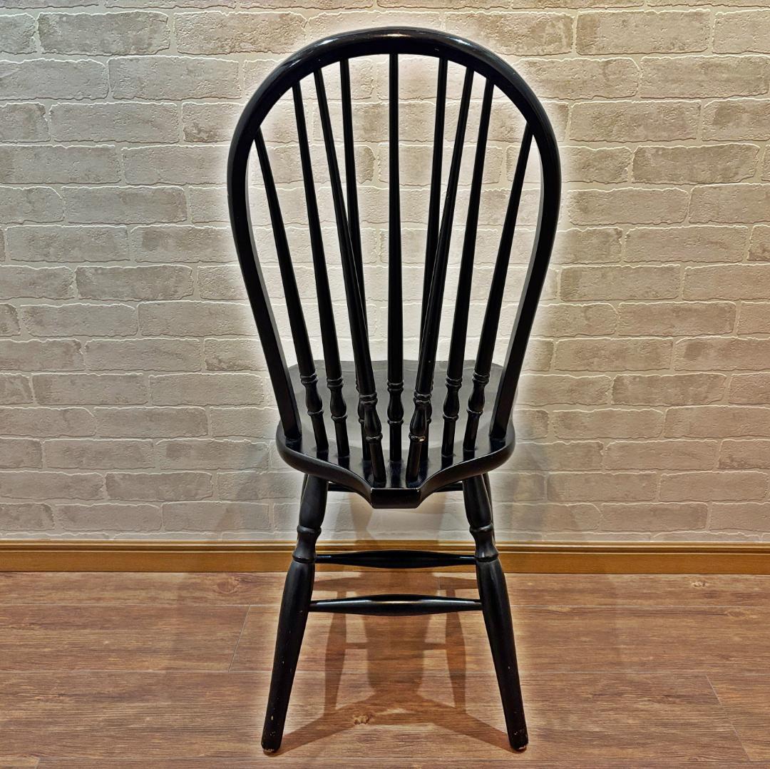 秋田木工 アンティーク レトロ ブラック スピンドルバック ウィンザーチェア④