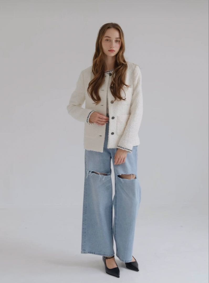 【新品タグ付】CARLA カーラ Tweed jacket / White