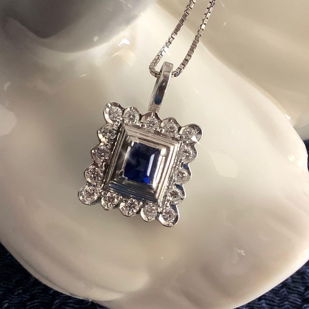 【ママちゃん】サファイア✧ダイヤモンド✧ペンダントトップ 】S0.43ct