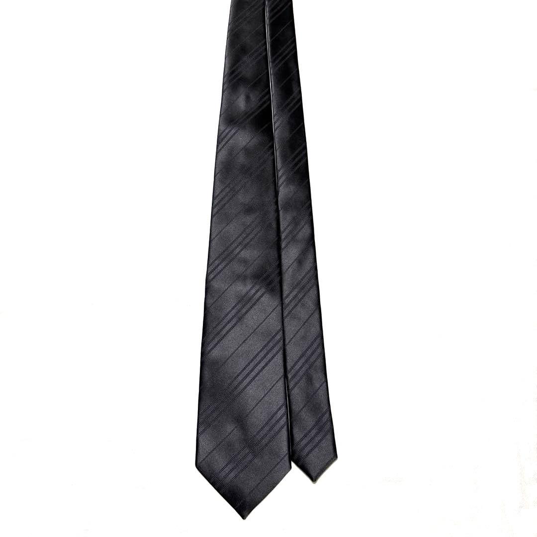 究極美品　バーバリー　ネクタイ　ブラック　無地ソリッド　ストライプ　光沢　肉厚