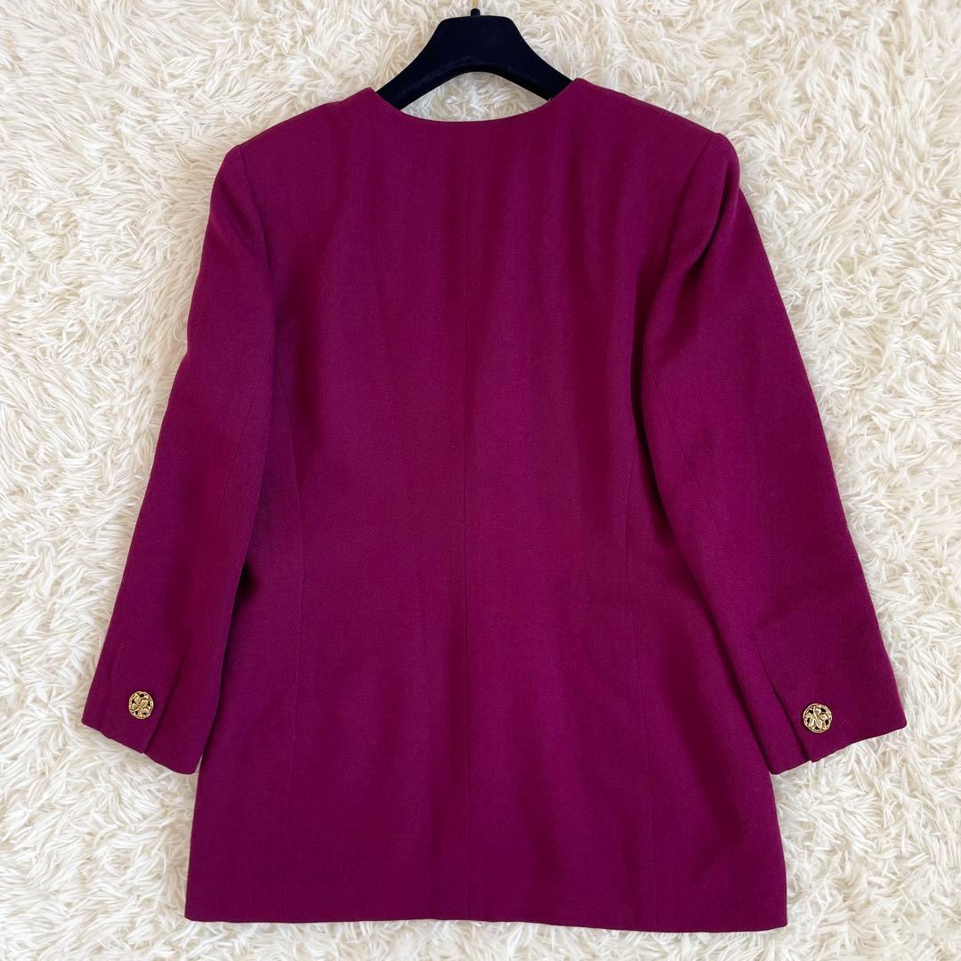 未使用級　クリスチャンディオール　テーラードジャケット　金ボタン　紫　Lサイズ