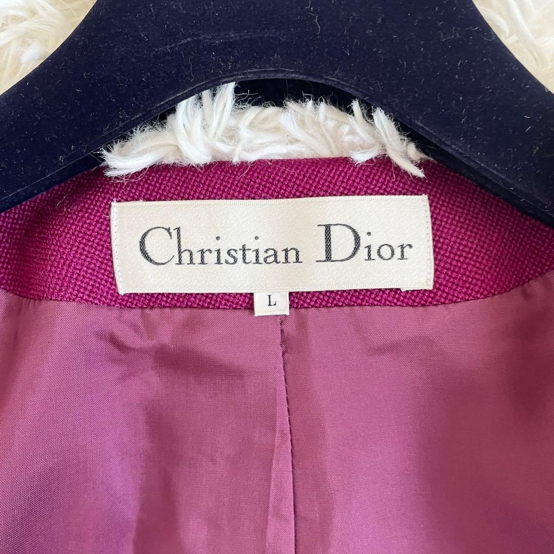 未使用級　クリスチャンディオール　テーラードジャケット　金ボタン　紫　Lサイズ