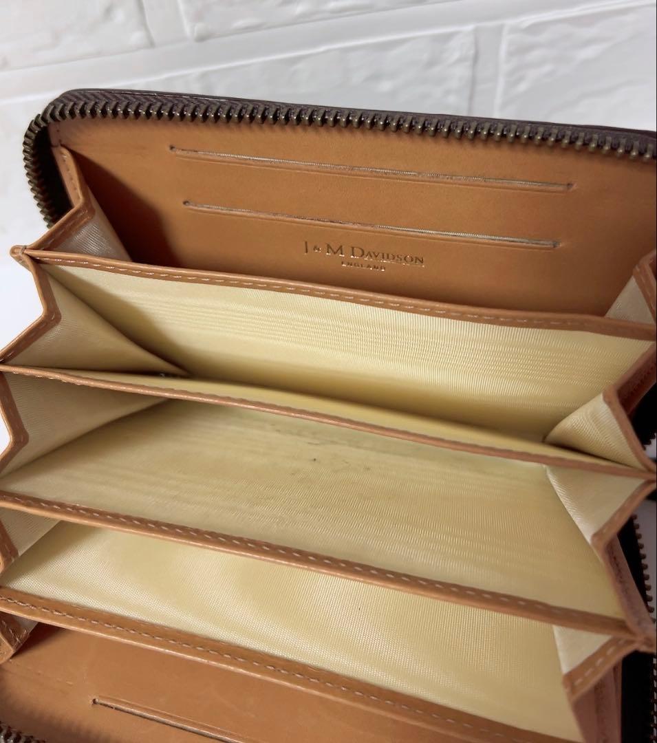 J&M DAVIDSON 財布　型押し　ブラウン　カードケース　男女兼用