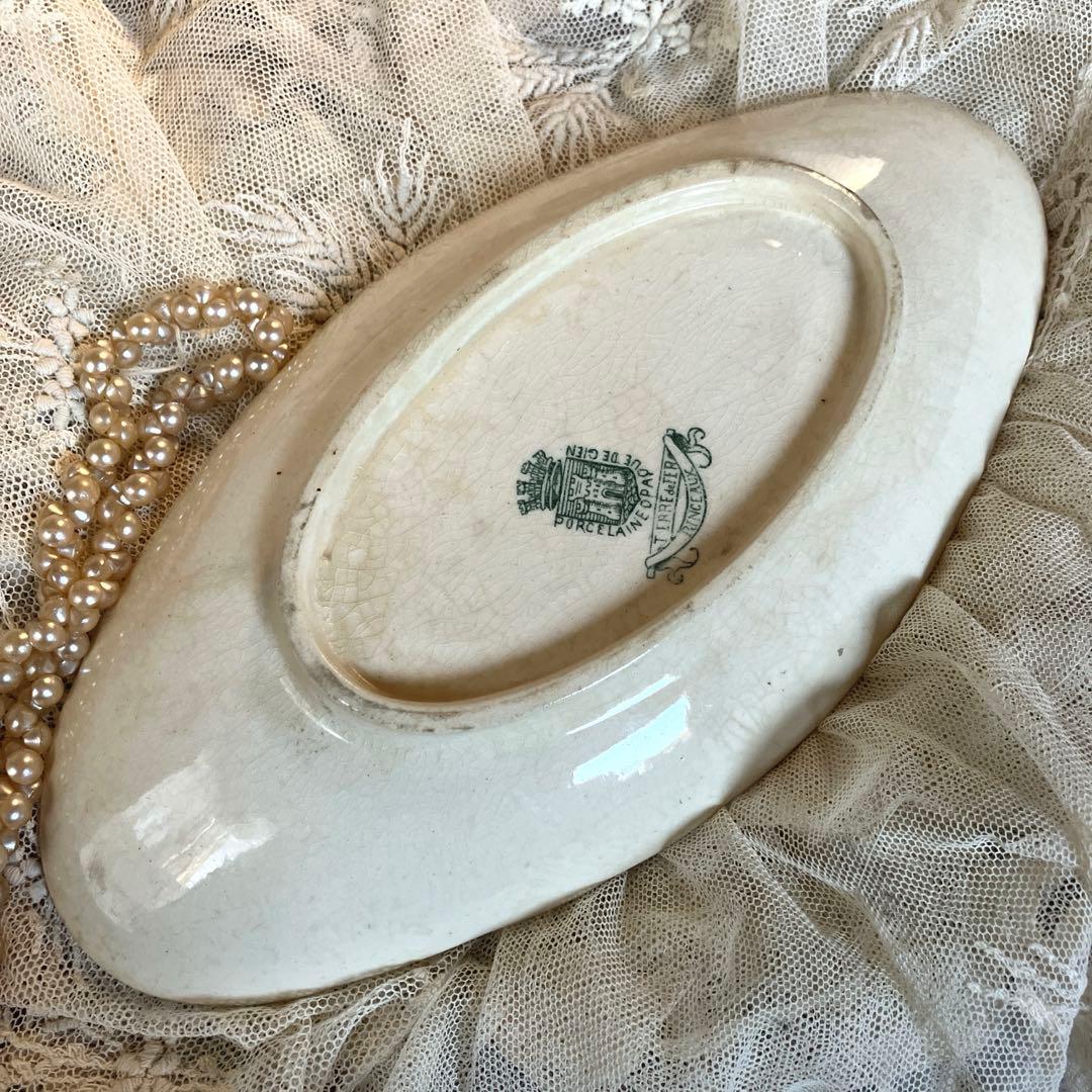 フランスアンティークラヴィエ　希少Gien Rinceaux 小鳥が可愛い皿
