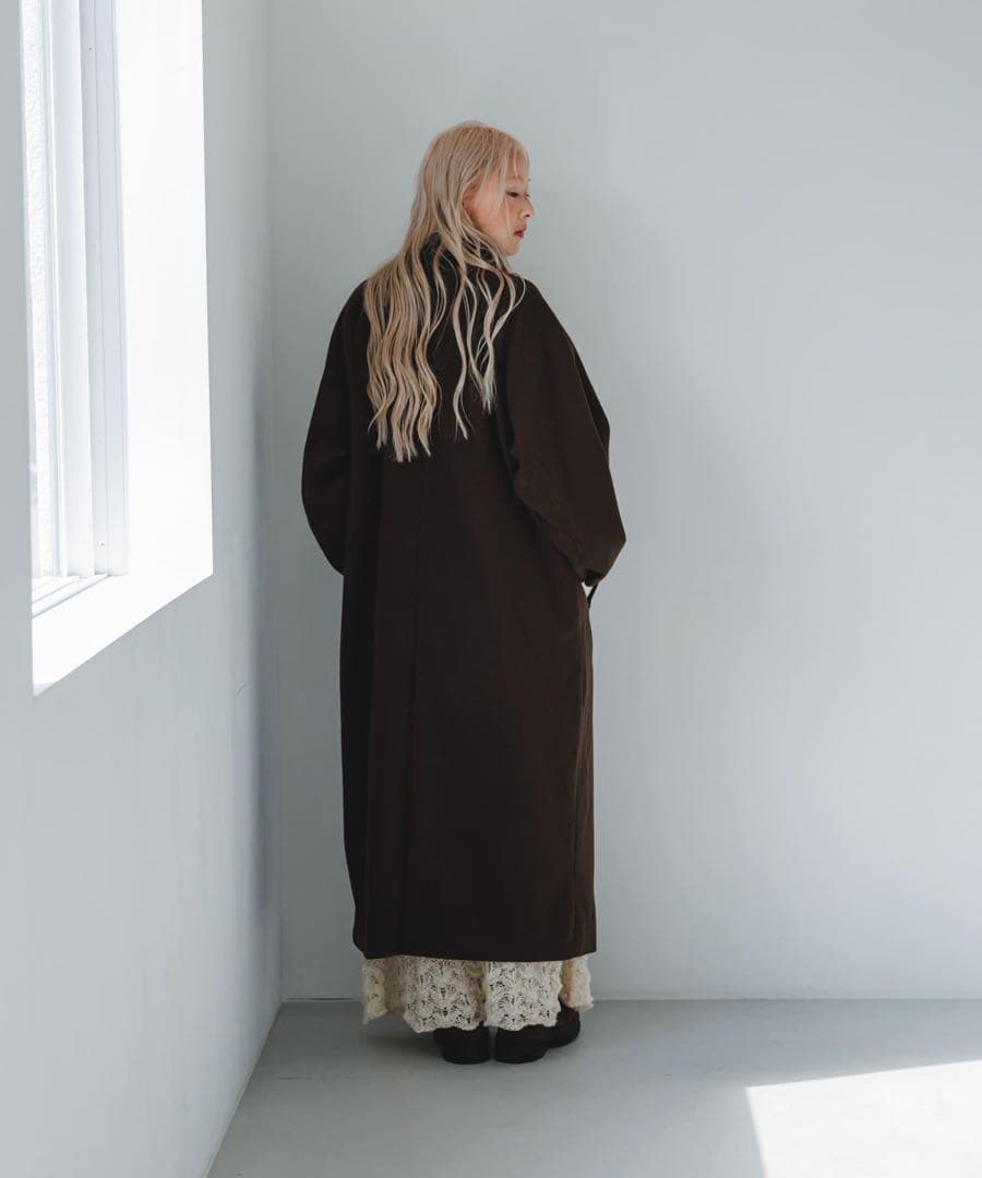 ステンカラーコクーンロングコート KBF サイズ36