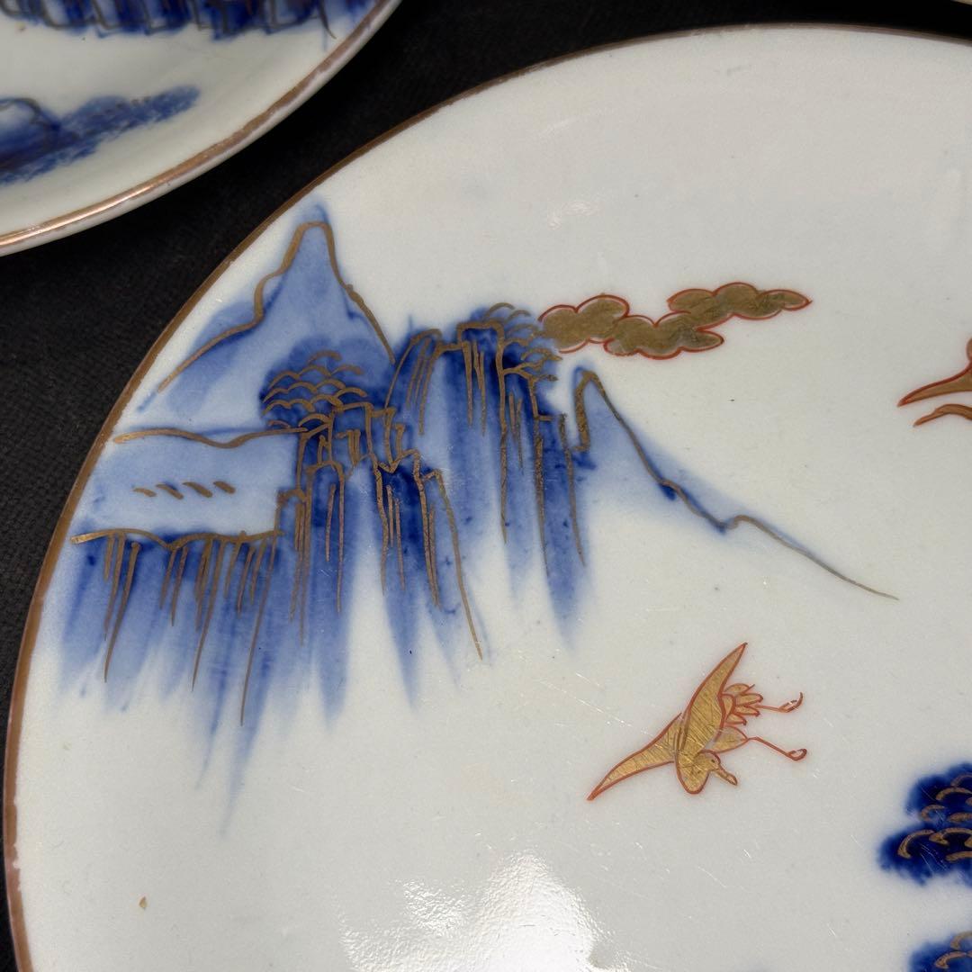 時代 古伊万里 染錦 6寸皿 13枚【無傷】大正 明治 骨董 アンティーク