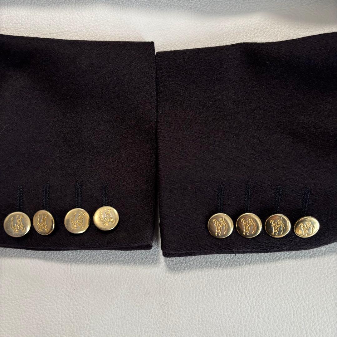 美品 80s バーバリー[ウールリネン 金ボタン]テーラードジャケット