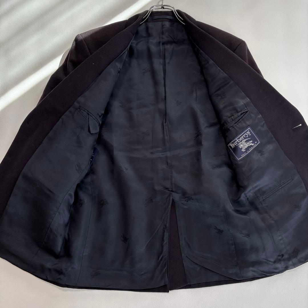 美品 80s バーバリー[ウールリネン 金ボタン]テーラードジャケット
