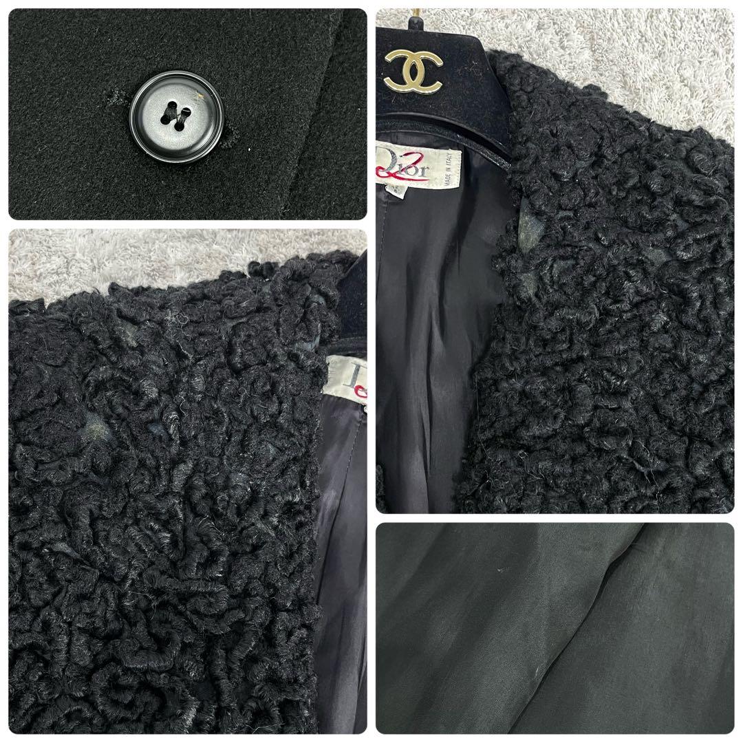 d*7様 【イタリア製】クリスチャンディオール カシミヤ混 女優襟 Aライン ロ