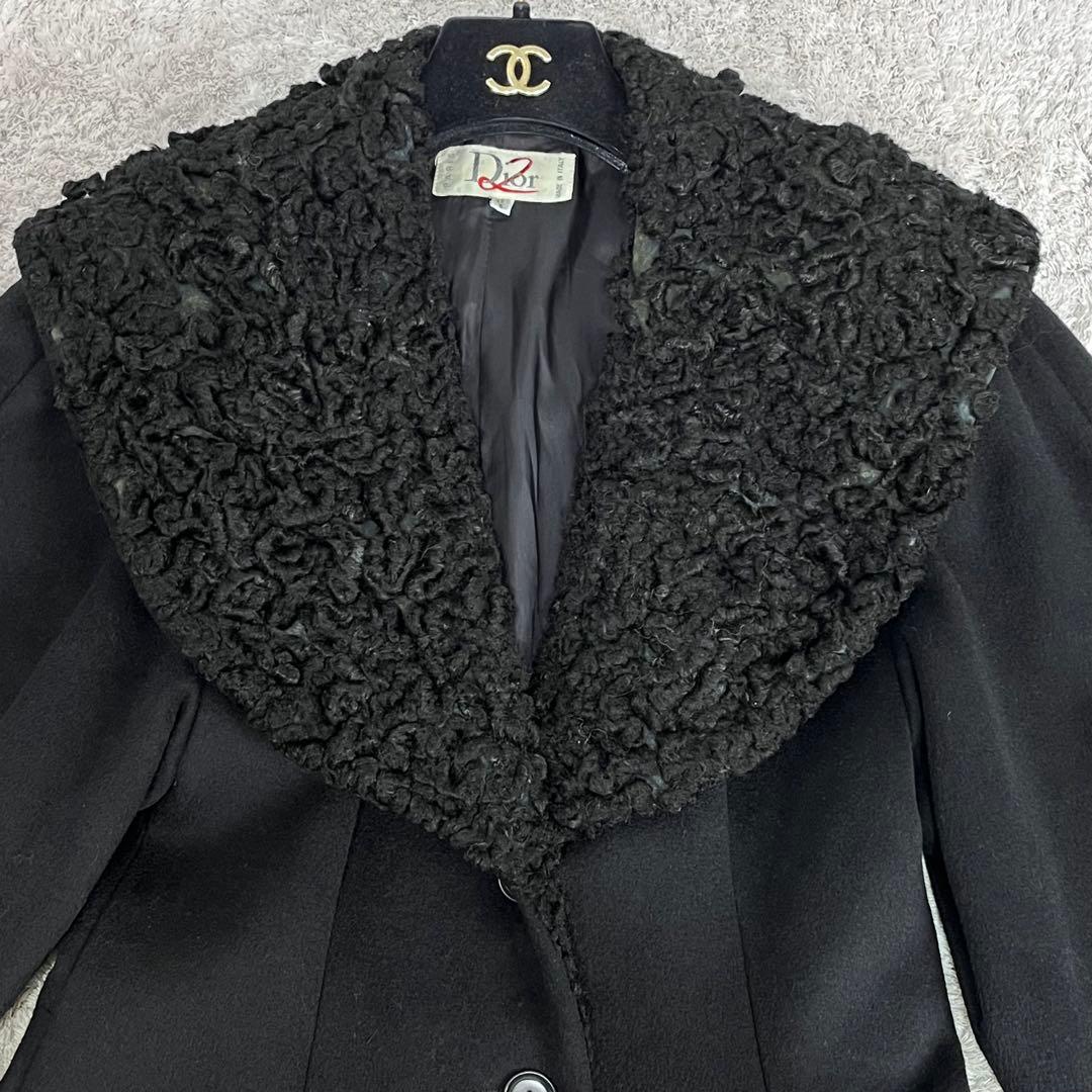 d*7様 【イタリア製】クリスチャンディオール カシミヤ混 女優襟 Aライン ロ