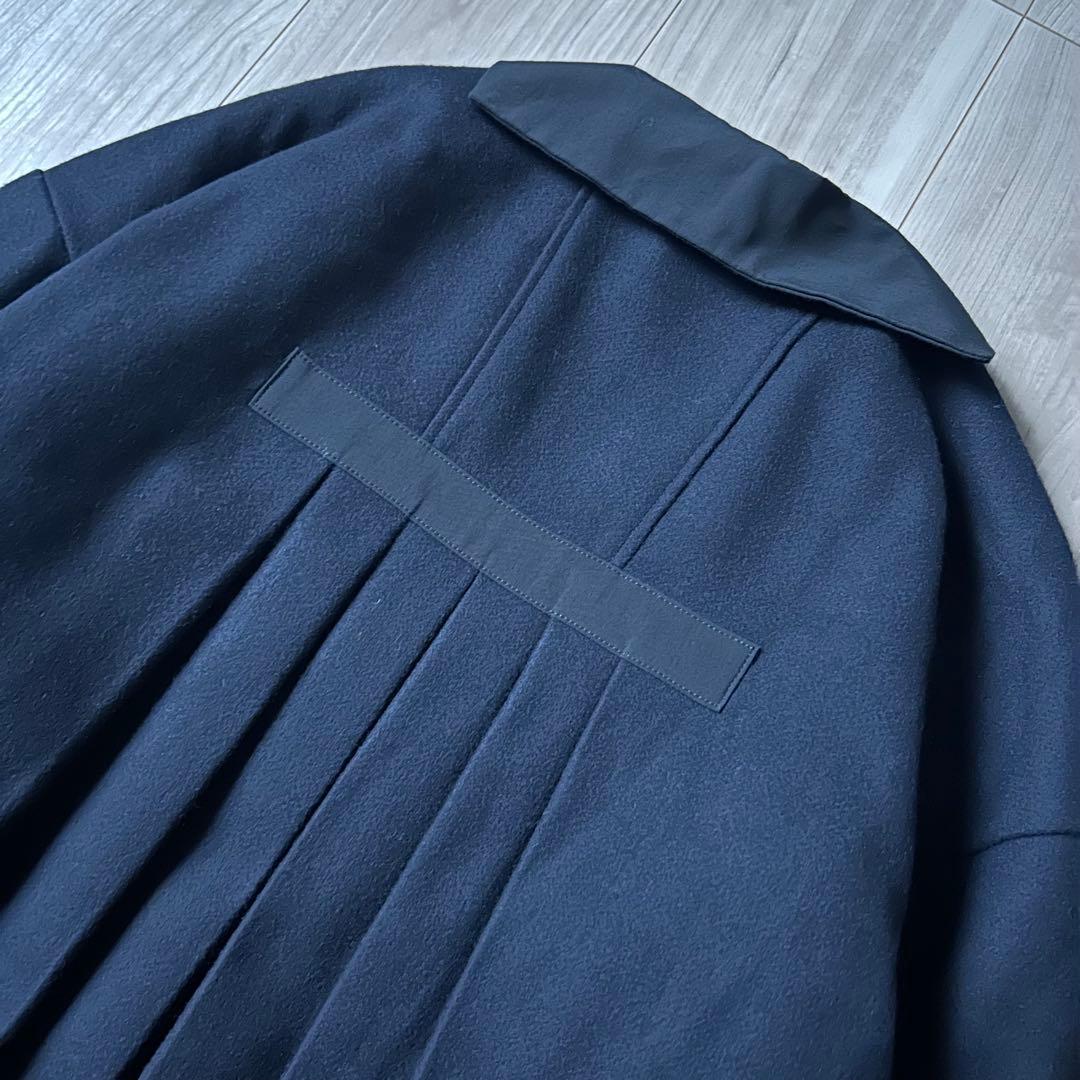 未使用タグ付き＊ヤブヤム YAB-YUM メルトン 黒 バックプリーツコート