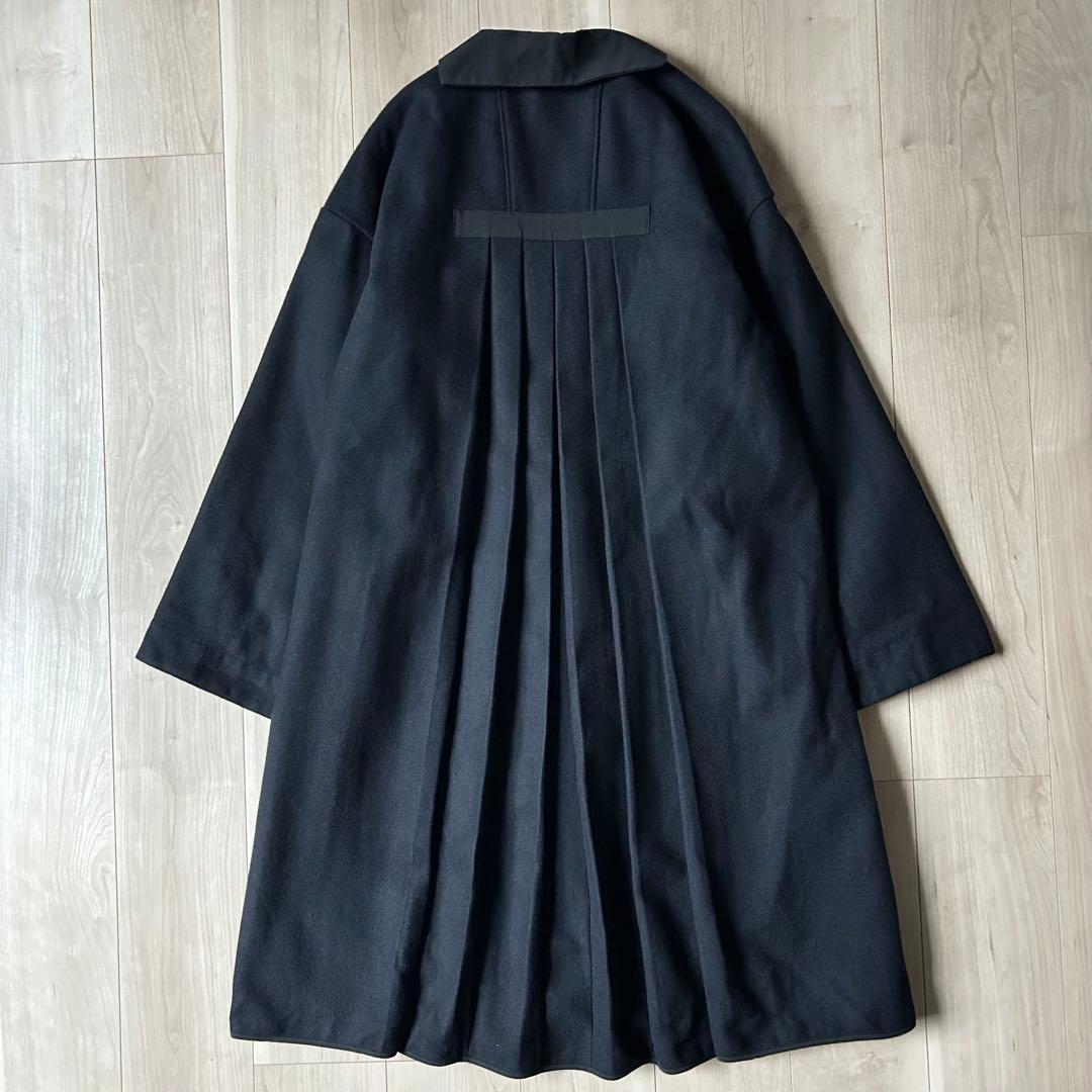 未使用タグ付き＊ヤブヤム YAB-YUM メルトン 黒 バックプリーツコート