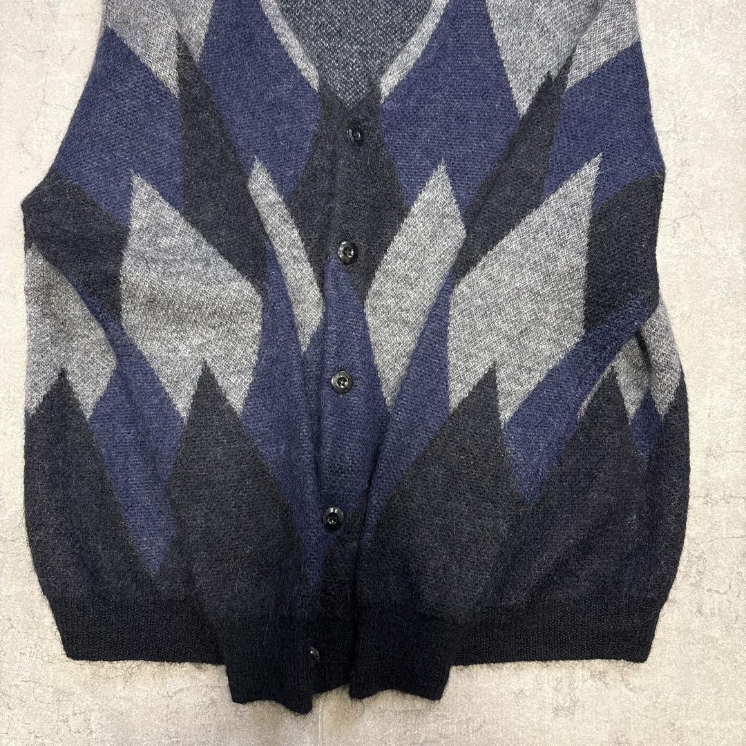 美品 SEQUEL シークエル モヘアカーディガン L アーガイル 藤原ヒロシ