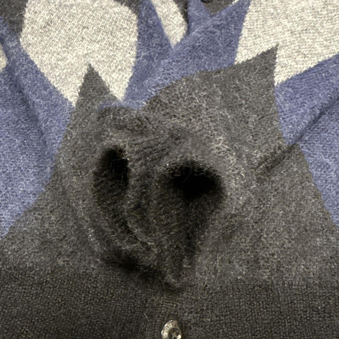 美品 SEQUEL シークエル モヘアカーディガン L アーガイル 藤原ヒロシ