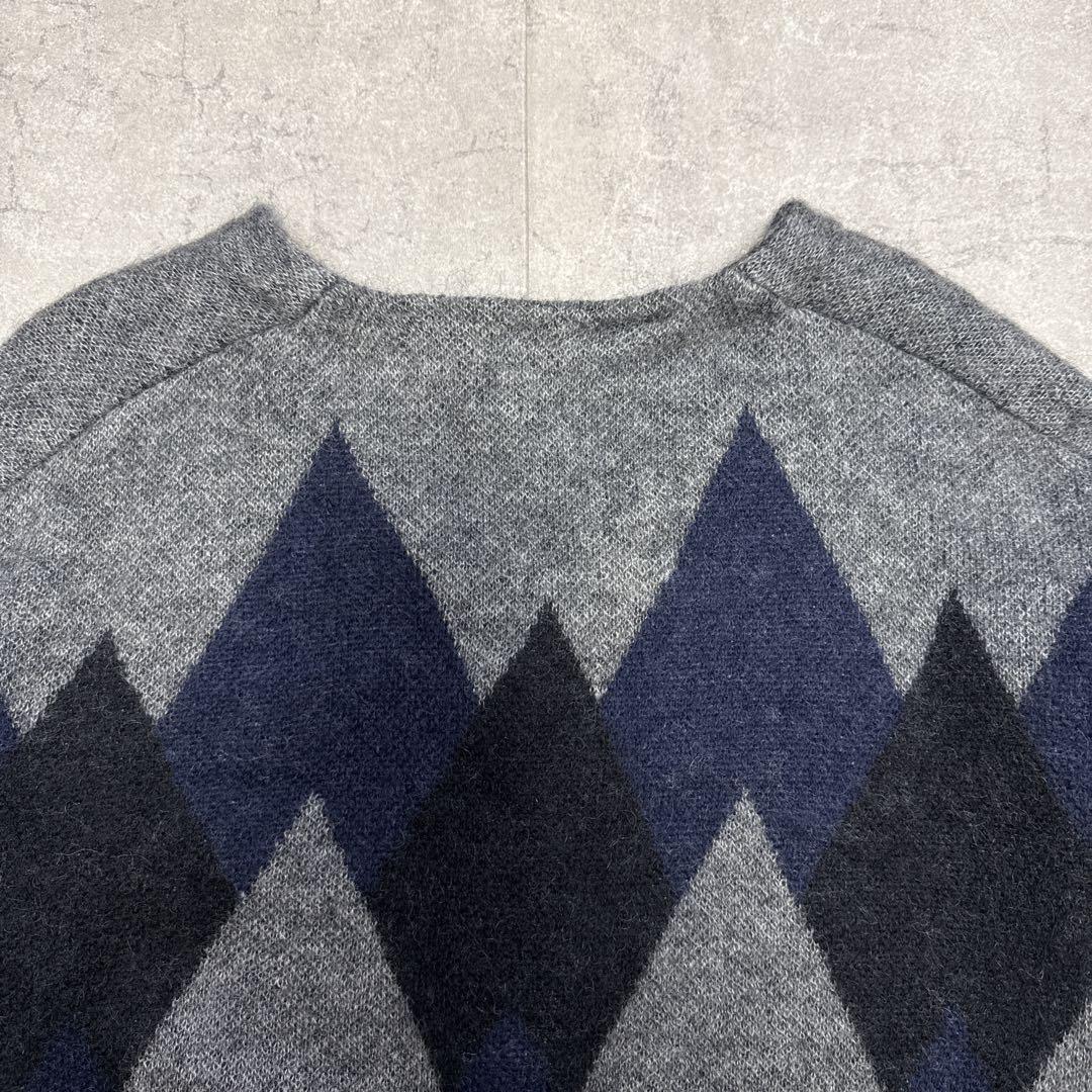 美品 SEQUEL シークエル モヘアカーディガン L アーガイル 藤原ヒロシ