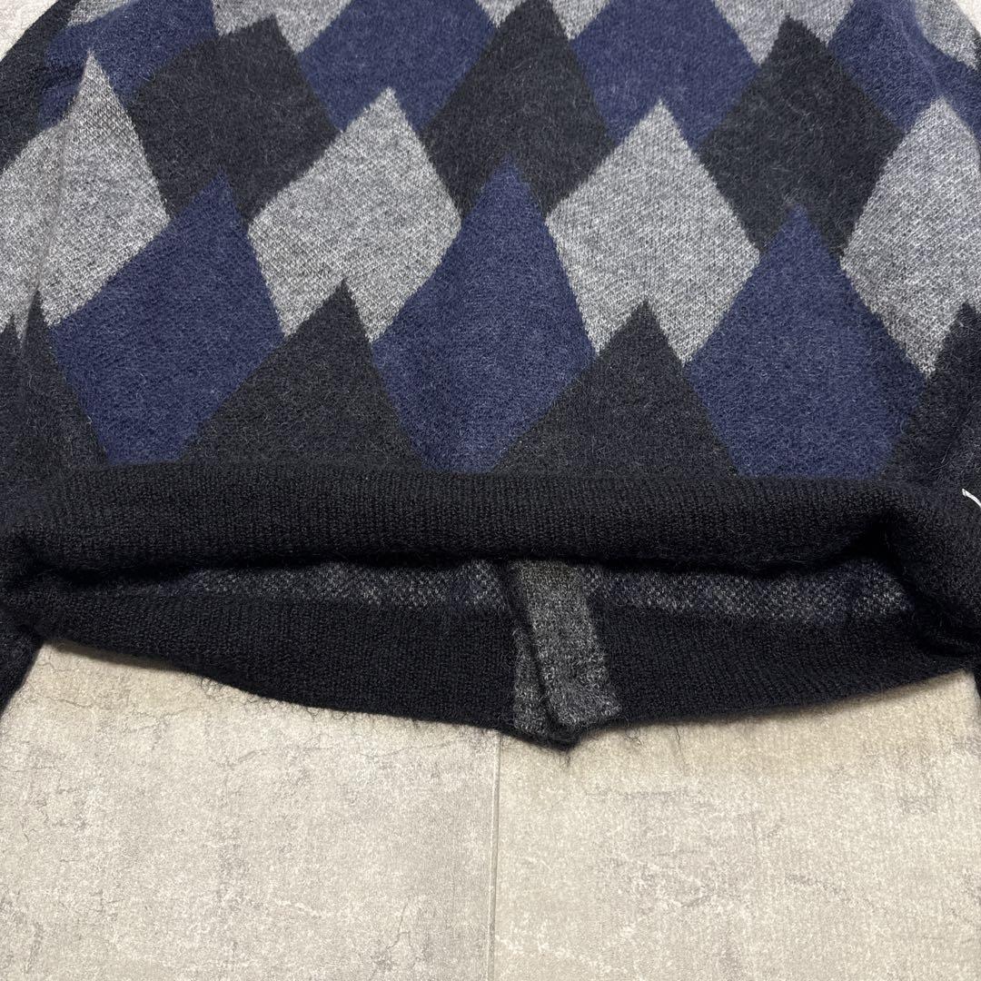 美品 SEQUEL シークエル モヘアカーディガン L アーガイル 藤原ヒロシ