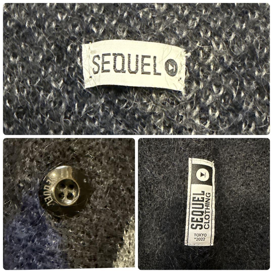 美品 SEQUEL シークエル モヘアカーディガン L アーガイル 藤原ヒロシ